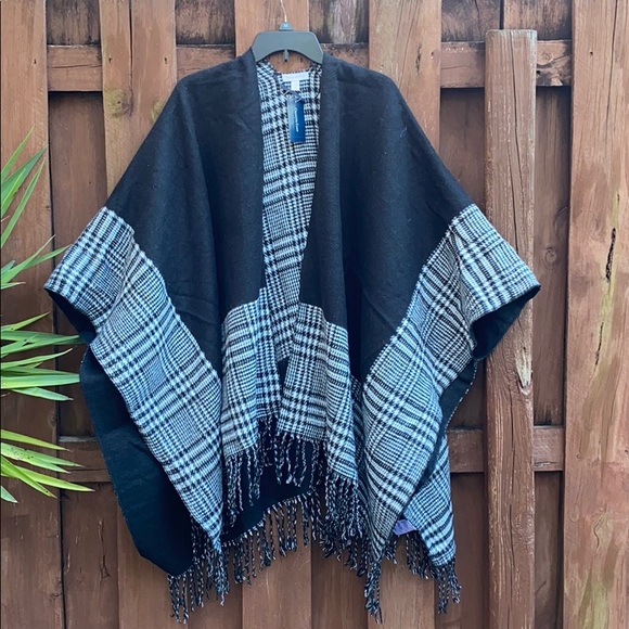 Charter Club Reversible Plaid Colorblocked Topper - Picture 4 of 8